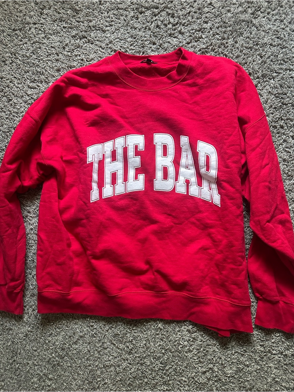 The Bar Bright Red Crewneck Sweatshirt with White Logo